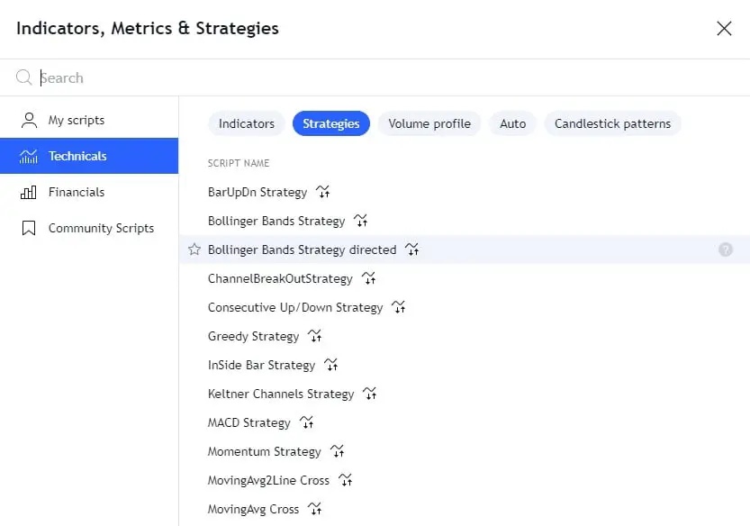 Tradingview built in strategies